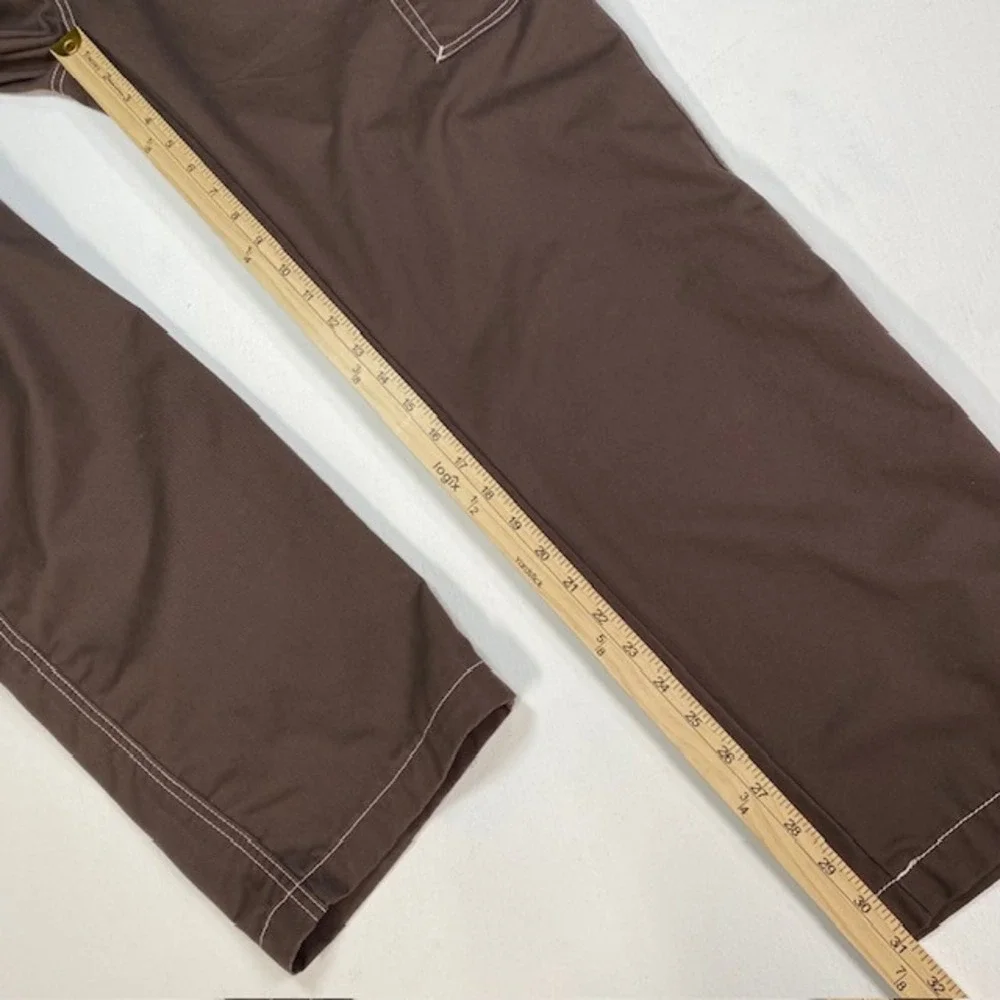 True Religion Mens Brown Contrast Stitch Cargo Pants Straight Leg Size 36 108335